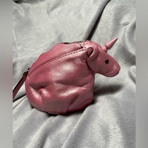 Coach unicorn leather keychain pouch